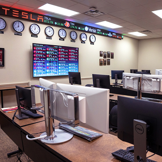 A view inside the Security Training and Research (STAR) Lab located in the Dillard College of Business Administration.