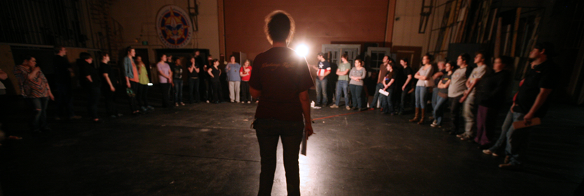 Acting students on stage.