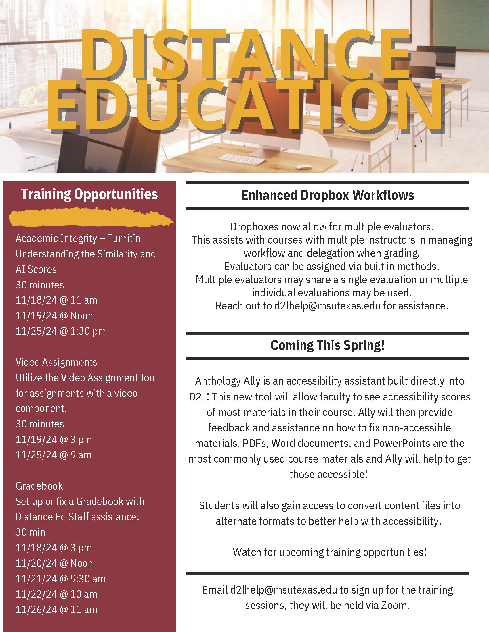 November 2024 Distance Education Newsletter. Click the image for an accessible PDF version.