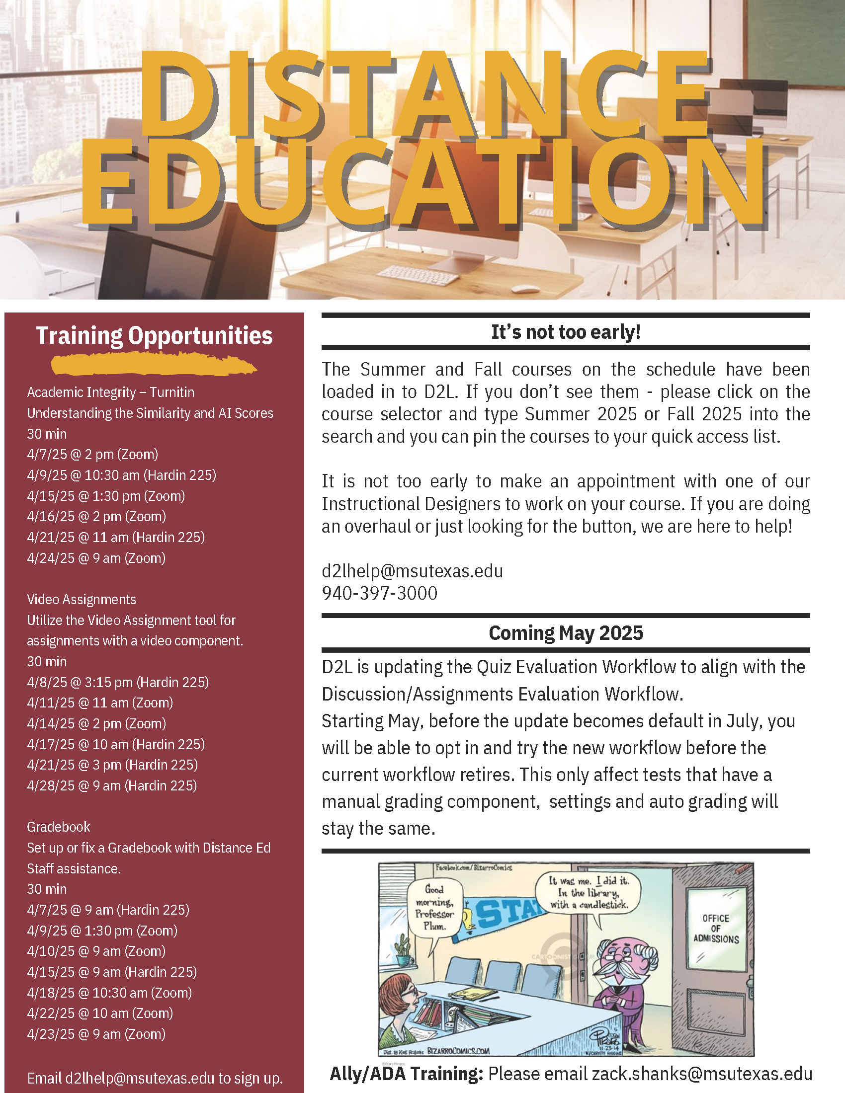 April 2025 Distance Education Newsletter. Click the image for an accessible PDF version.