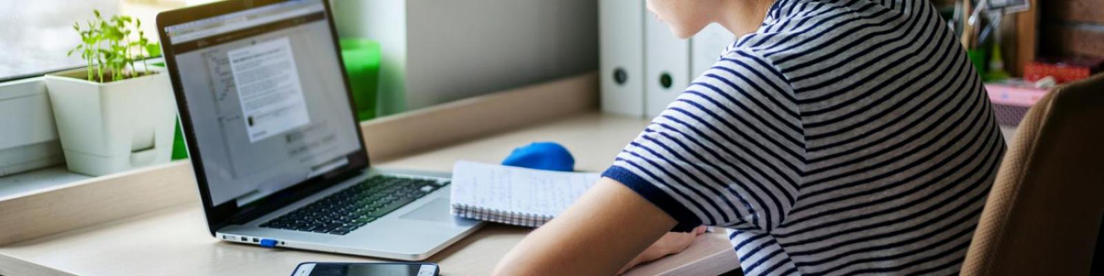 Student sitting at laptop