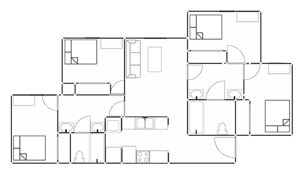 Sunwatcher Village 4 bedroom layout Sunwatcher Village 4 bedroom/2 bathroom blueprint layout.