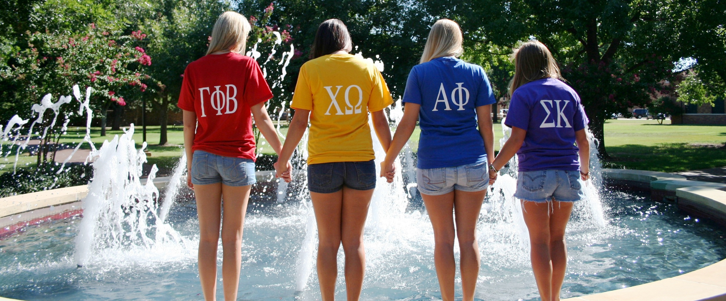 Sorority Members by the Hardin Fountain